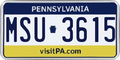 PA license plate MSU3615