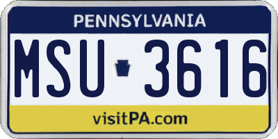 PA license plate MSU3616