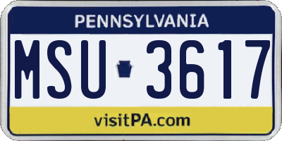 PA license plate MSU3617