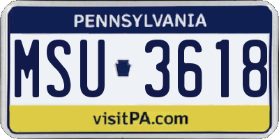 PA license plate MSU3618
