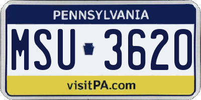 PA license plate MSU3620