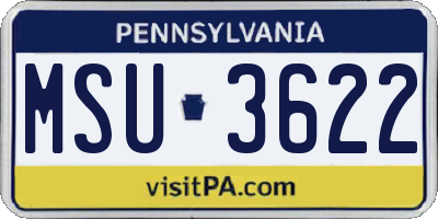 PA license plate MSU3622