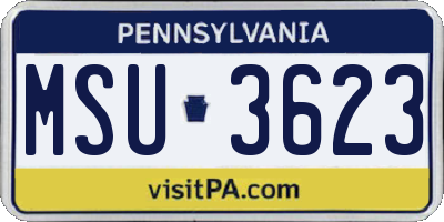 PA license plate MSU3623