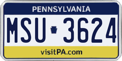 PA license plate MSU3624