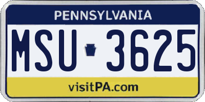 PA license plate MSU3625