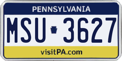 PA license plate MSU3627