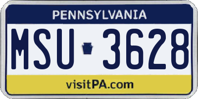 PA license plate MSU3628