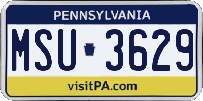 PA license plate MSU3629