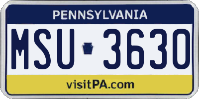 PA license plate MSU3630