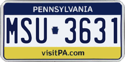 PA license plate MSU3631