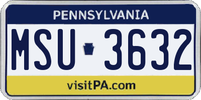 PA license plate MSU3632