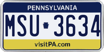 PA license plate MSU3634