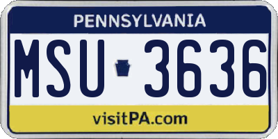 PA license plate MSU3636