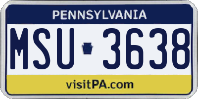 PA license plate MSU3638
