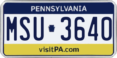 PA license plate MSU3640