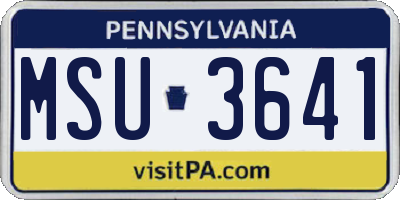 PA license plate MSU3641