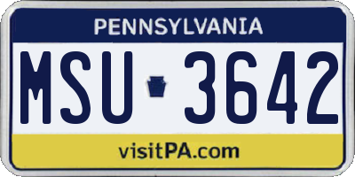PA license plate MSU3642