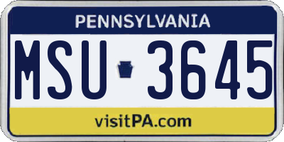 PA license plate MSU3645