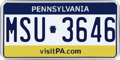 PA license plate MSU3646