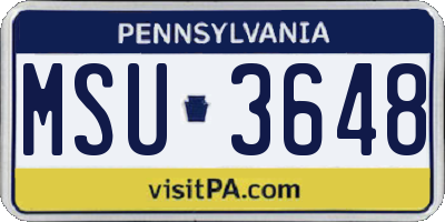 PA license plate MSU3648