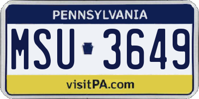 PA license plate MSU3649