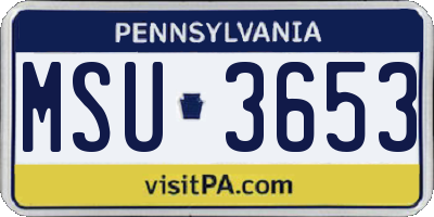 PA license plate MSU3653