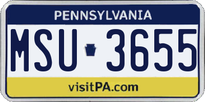 PA license plate MSU3655