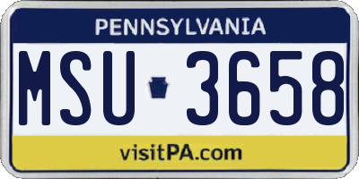 PA license plate MSU3658