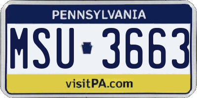PA license plate MSU3663