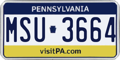 PA license plate MSU3664