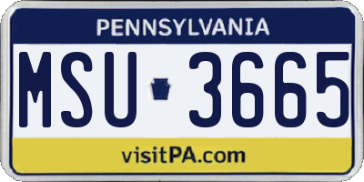 PA license plate MSU3665