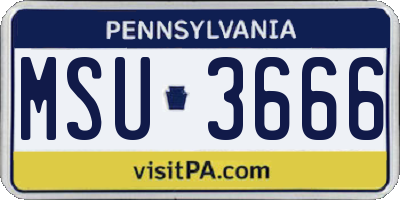 PA license plate MSU3666
