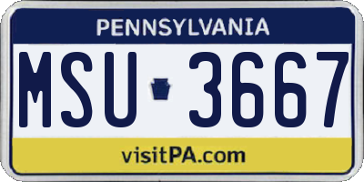 PA license plate MSU3667