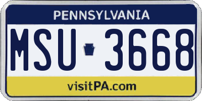 PA license plate MSU3668