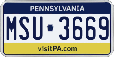 PA license plate MSU3669