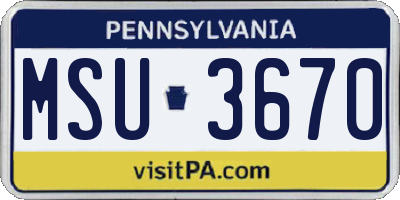 PA license plate MSU3670