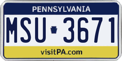 PA license plate MSU3671