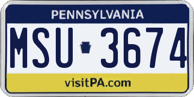 PA license plate MSU3674