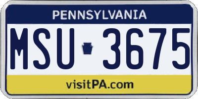 PA license plate MSU3675