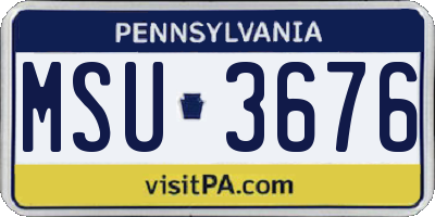 PA license plate MSU3676