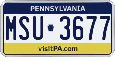 PA license plate MSU3677