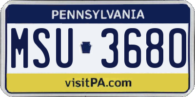 PA license plate MSU3680