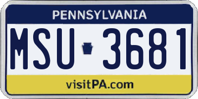 PA license plate MSU3681