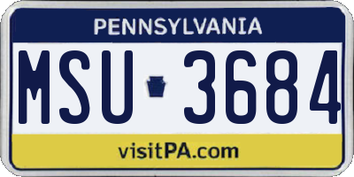 PA license plate MSU3684