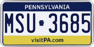 PA license plate MSU3685