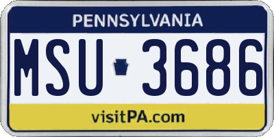 PA license plate MSU3686