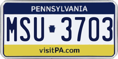 PA license plate MSU3703