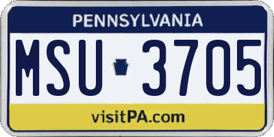 PA license plate MSU3705