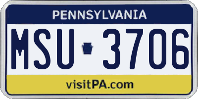 PA license plate MSU3706