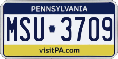 PA license plate MSU3709